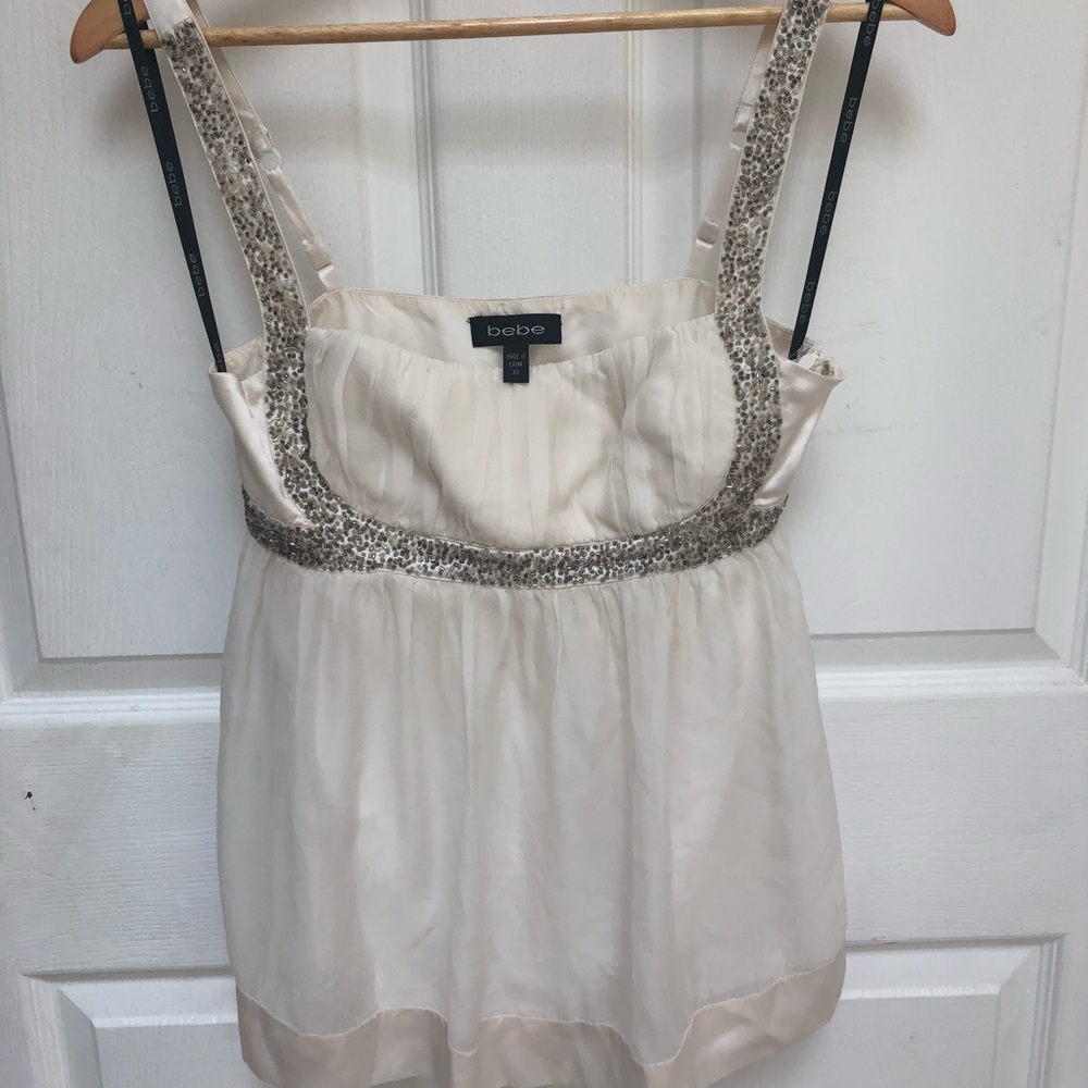 White with sequence Bebe Camisole